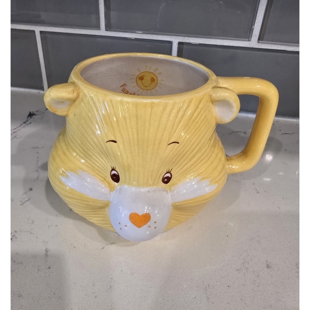 Care Bears Yellow Cup Mug Vintage Funshine Bear American Greetings